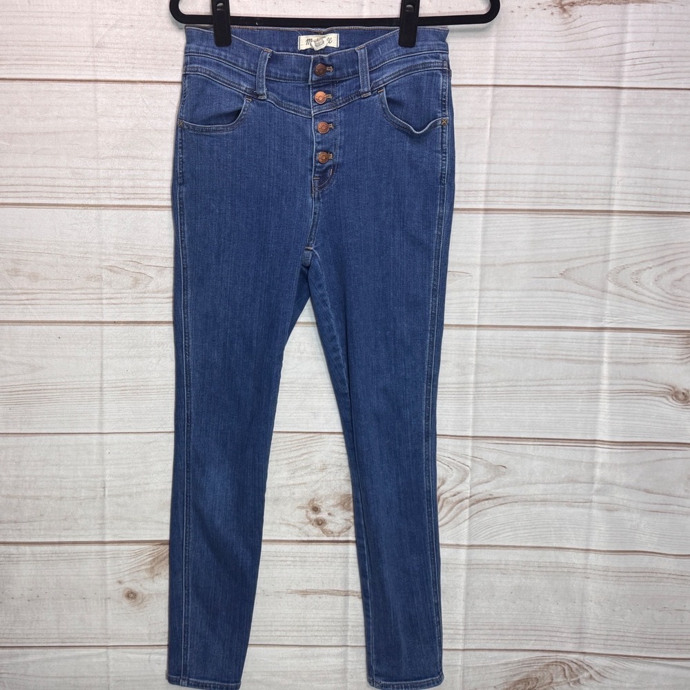 Madewell 10 Roadtripper Skinny Jeans Blue High Rise Button Fly Size 28